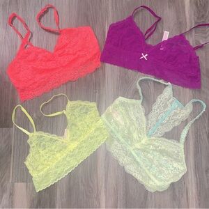 Set of 4 Victoria’s Secret PINK Lace Bralettes Size Medium